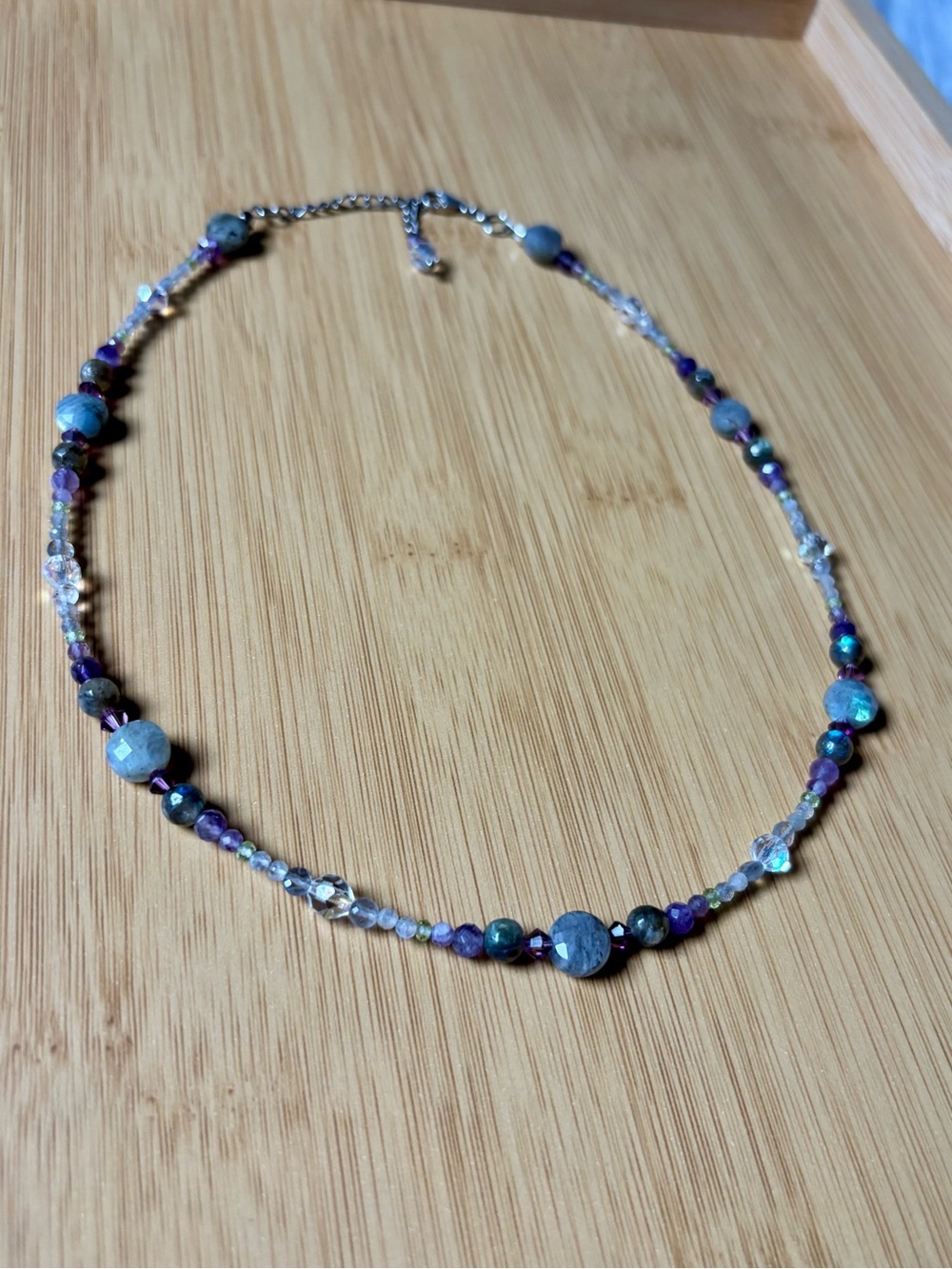 Labradorite gemstone necklace.